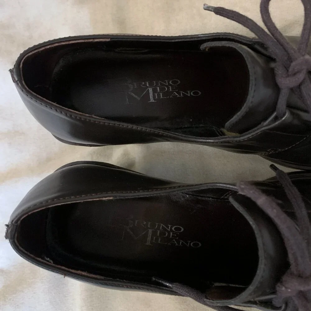 Bruno de Milano Square Toe Pumps Women's 7 Dark Brown Heeled Derbys Oxfords - Picture 9 of 10